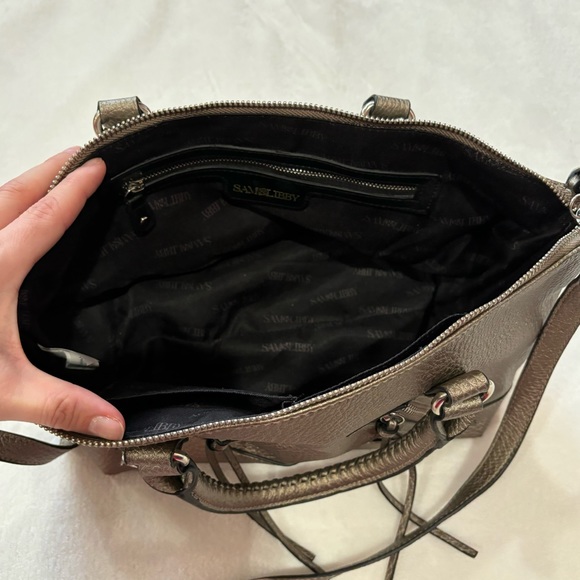 SAM & LIBBY Brown Metallic Crossbody Bag Purse - Picture 9 of 10